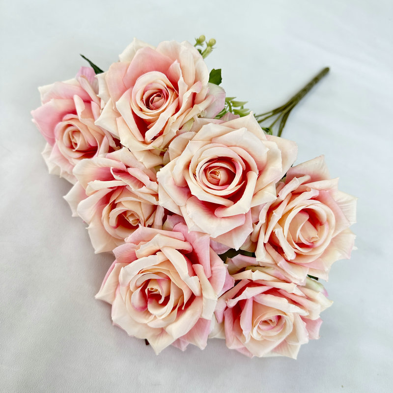 7-cabeza amante gran cuerno Rosa manejar manojo Boda boda decoración del hogar artificial flor falsa foto apoyos Rosa ramo