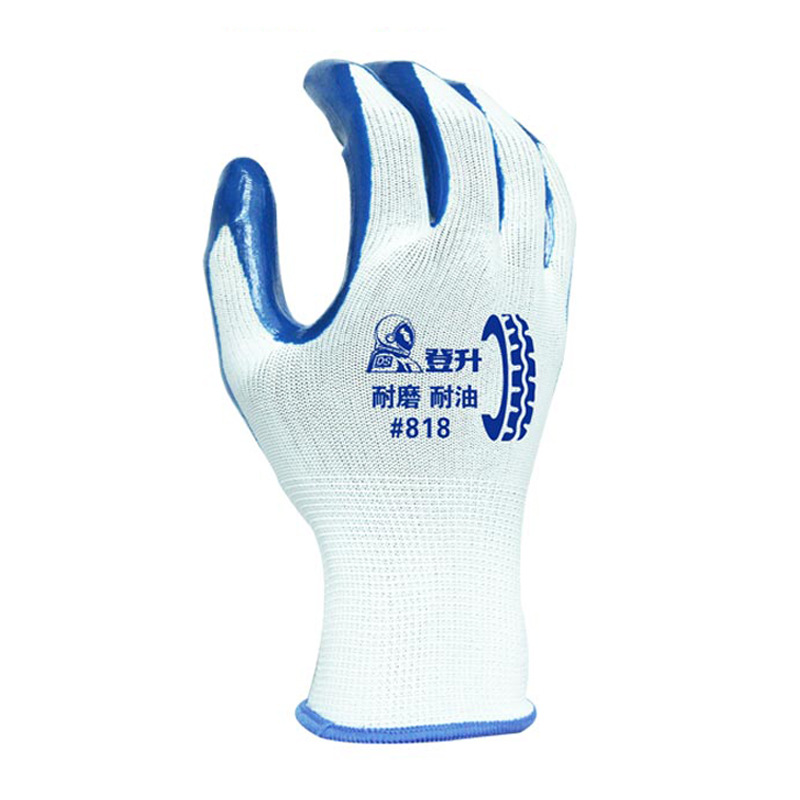 Dengsheng D828 guantes de protección laboral de nitrilo resistente al desgaste resistente al aceite transpirable duradero sitio de construcción manipulación trabajador de la barra de acero