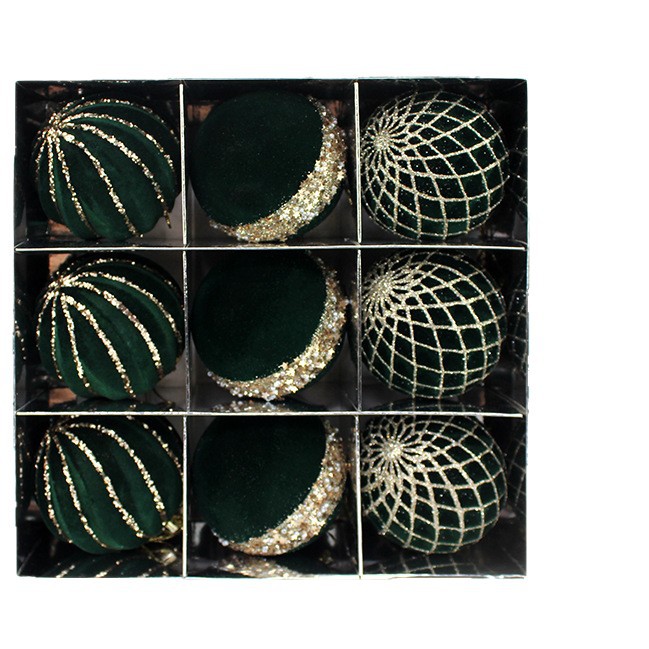 Flocked Navidad Bolas de Navidad Bolas de Navidad Colgante de árbol de Navidad Accesorios de Navidad Colgante de decoración de Navidad