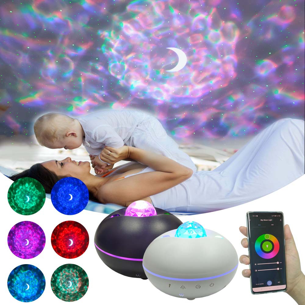 小夜灯投影智能WIFI涂鸦APP月亮满天星水纹星云海洋氛围星空灯