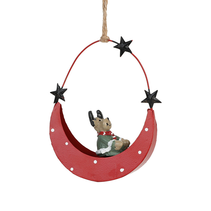 Navidad colgante de hierro forjado forma alienígena nave luna muñeco de nieve alce Santa colgante árbol de Navidad colgante decoración de mesa