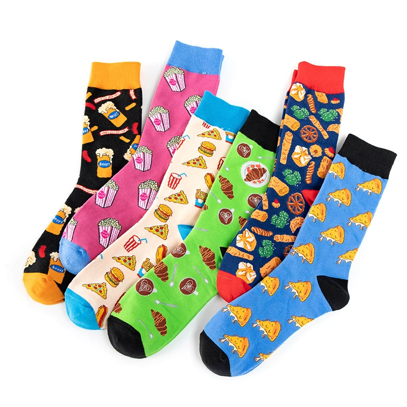 [新款男士中筒棉袜食物蔬菜寿司披萨男女情侣棉袜厂家SOCKS]