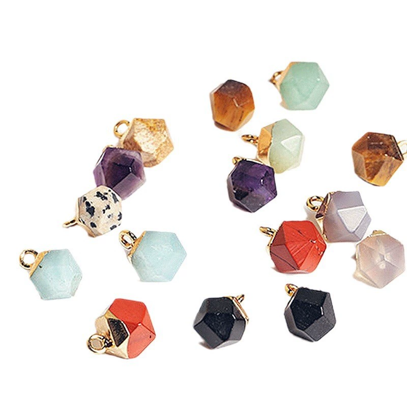 Organic three dimensional square turquoise crystal, pendant