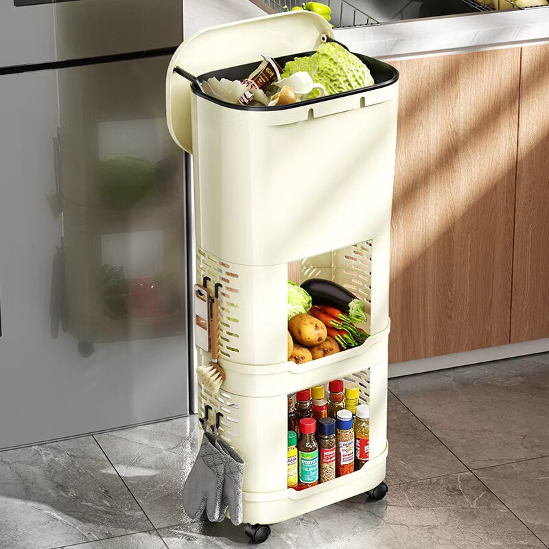 Kitchen Trash Can for Home Use, 2026 New Model, Elevated and Movable, Double-Layer Sliding Lid, No Need to Bend Over, Large Size, Large Capacity Kitchen Trash Can for Home Use, 2026 New Model, Elevated and Movable, Double-Layer Sliding Lid, No Need to Bend Over, Large Size, Large Capacity