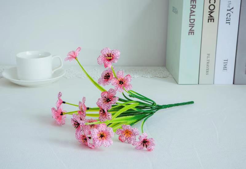 Planta verde artificial de cinco cabezas de primavera hierba Violeta artificial flor artificial decoración de flores de plástico boda Hotel Oficina