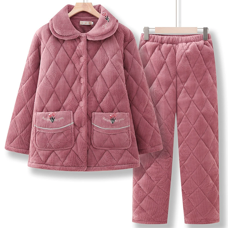 Мама зимняя одежда на флисовой подкладке теплая Пижама бабушка зимняя утолщенная домашняя одежда для женщин среднего и пожилого возраста с хлопковой подкладкой брюки с хлопковой подкладкой костюм