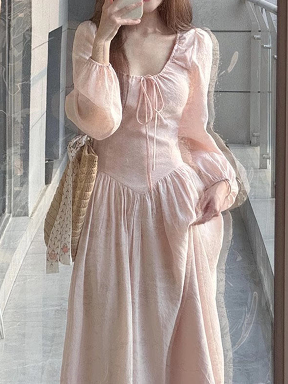 法式温柔风茶歇气质连衣裙女2025秋季新款收腰纯欲显瘦小个子长裙|undefined