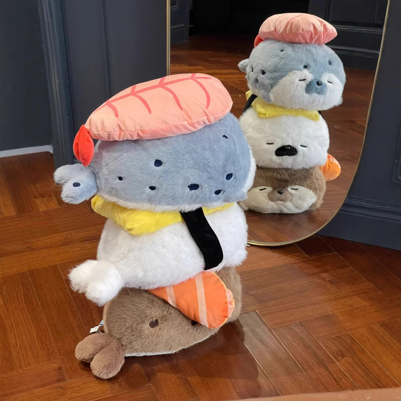 Duoai Authentic Cartoon Sushi Seal Pa Pa Sea Otter Stuffed Toy Doll Pillow Coax Sleeping Doll Wholesale