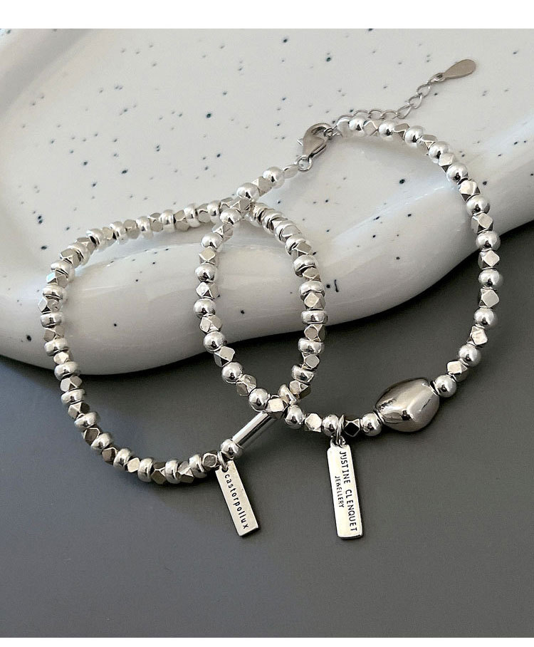 S Pure Fragmented Silver Bracelet Women's Minimalist and Impossible Design Letter Rectangular Card Strap Wearing_voghion.com