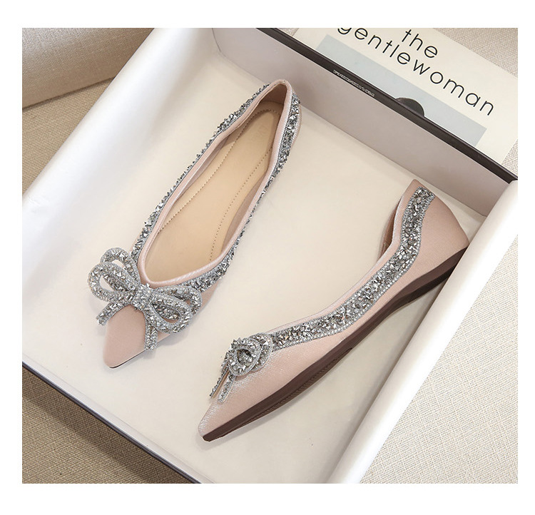 Women's Elegant Solid Color Rhinestone Bowknot Point Toe Flats display picture 12