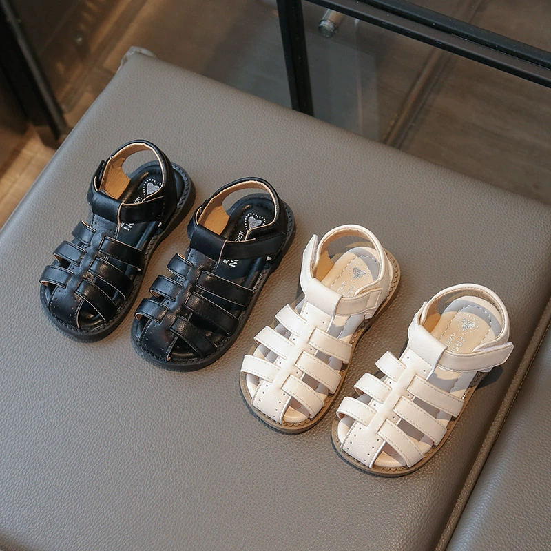 Детские сандалии для девочек лето 2025, новые, плетеные, мягкая подошва, пляжная обувь, дышащие, нескользящие, римские, модные