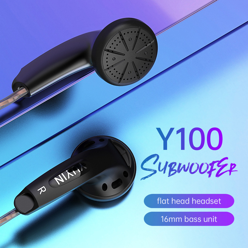 The sound Y100 headset wired computer mobile phone universal flat Earplug Music voice call with microphone 3.5mm