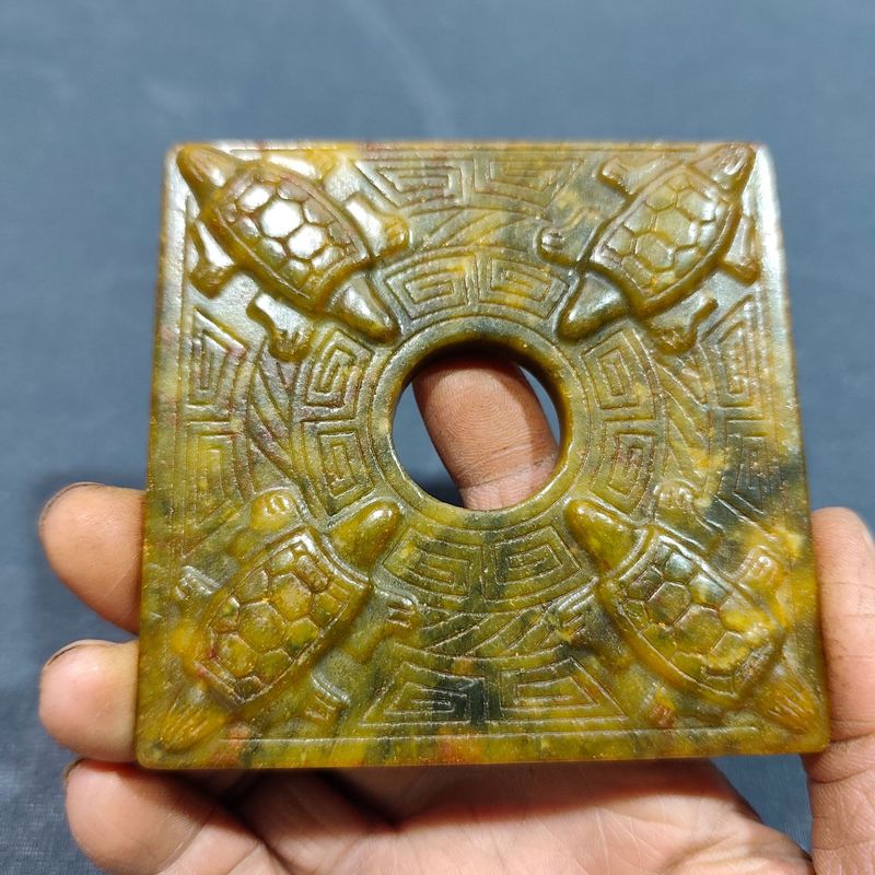 大量批发老岫玉古玩玉器捡漏做旧兽面镂空八卦古玉老玉挂件|undefined