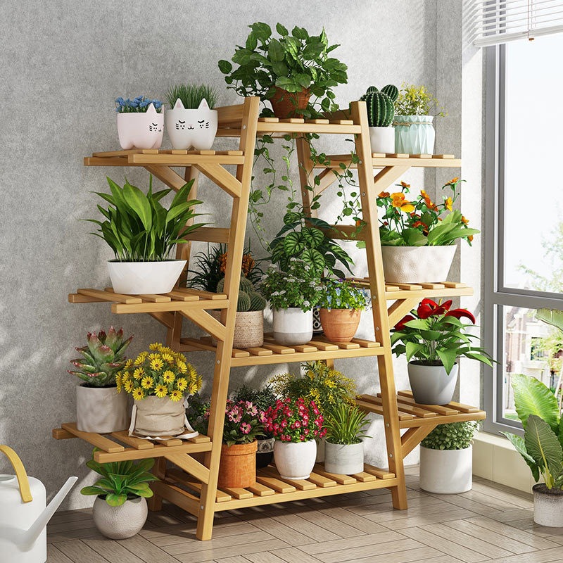 Estantes de maceta de flores de plantas modernas salas de estar tipo piso a piso balcón estantes de flores estantes de flores de Ratán interiores estantes de flores de lujo ligero