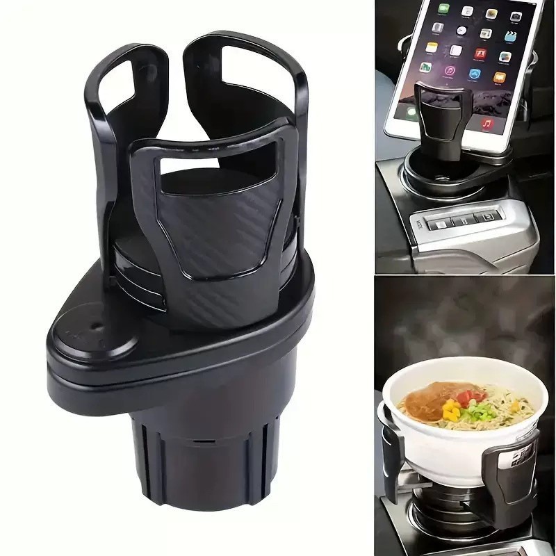 New Multifunctional Car Cup Holder Carbon Fiber Cup Holder Car Dashboard Drink Holder One-To-Two Double-Layer Cup Holder