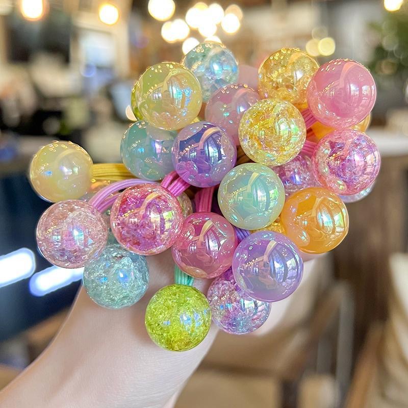 Coreana para niños explosión perla princesa doble anillo de cabello joyería para el cabello de la niña cuerda de cabello para el cabello de los estudiantes lindos tiras de goma