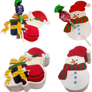 Christmas Lollipop Paper Card DIY Santa Claus and Snowman Cartoon Paper Candy Holder Party Supplies Candy Decoration