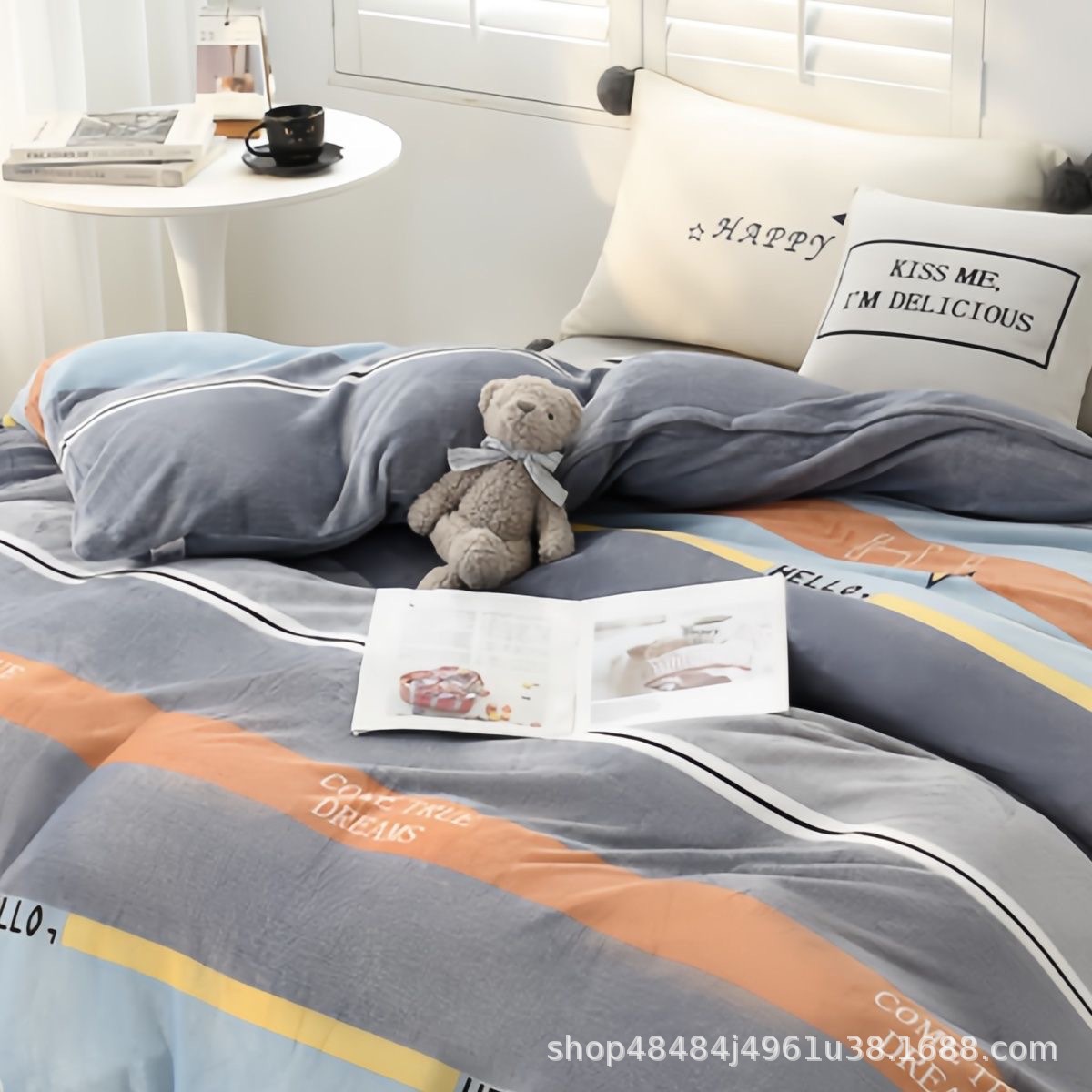 Flange edredón más edredón cubierta doble una sola pieza de lana de coral de doble cara de lana de invierno