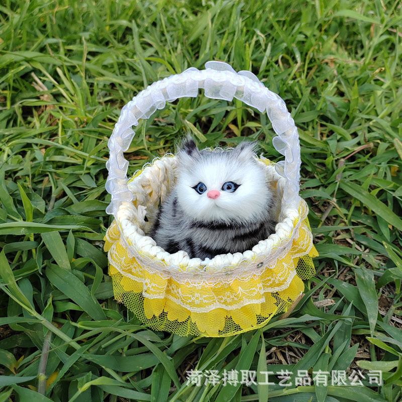 猫のレースを模倣したバスケットと呼ばれます。猫の誕生日プレゼント工芸品の置物は動物の模型レースを模倣します。|undefined
