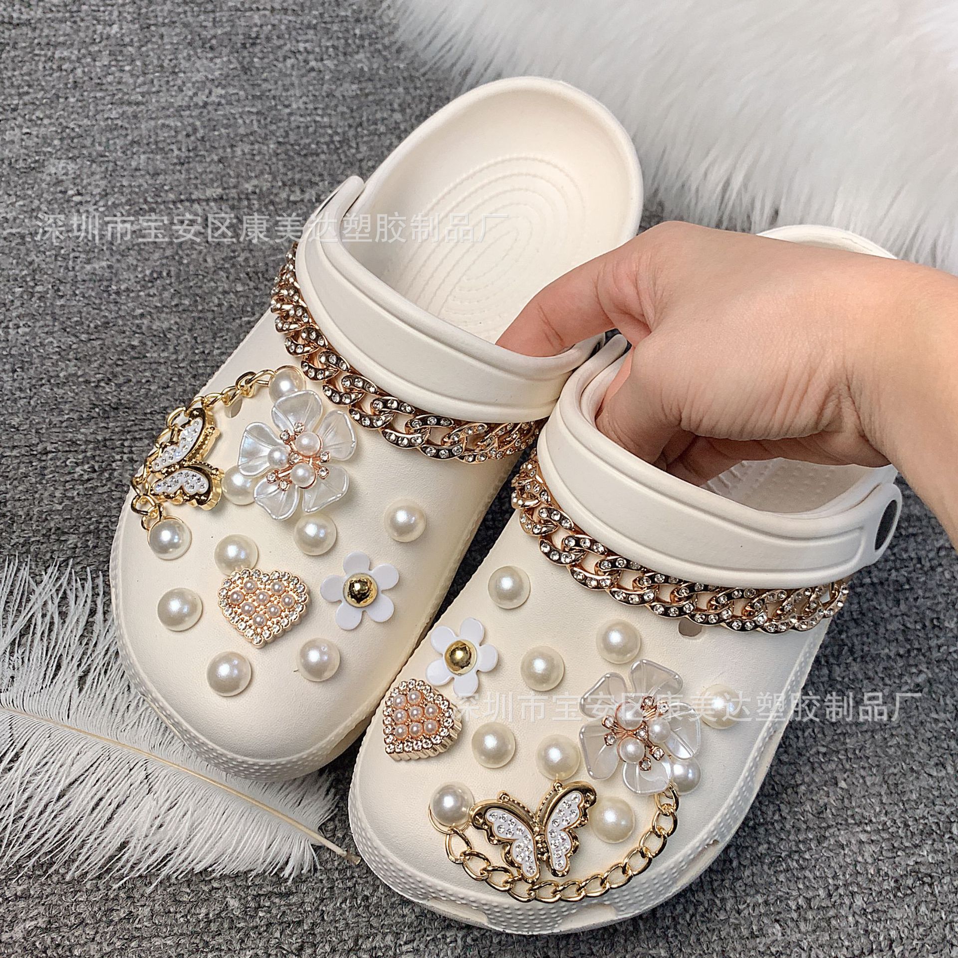 K155-golden 심장 나비 세트 모조 다이아몬드 체인 (신발 제외)