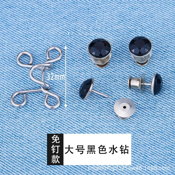 [免钉款【黑色水钻大号】*圆形]