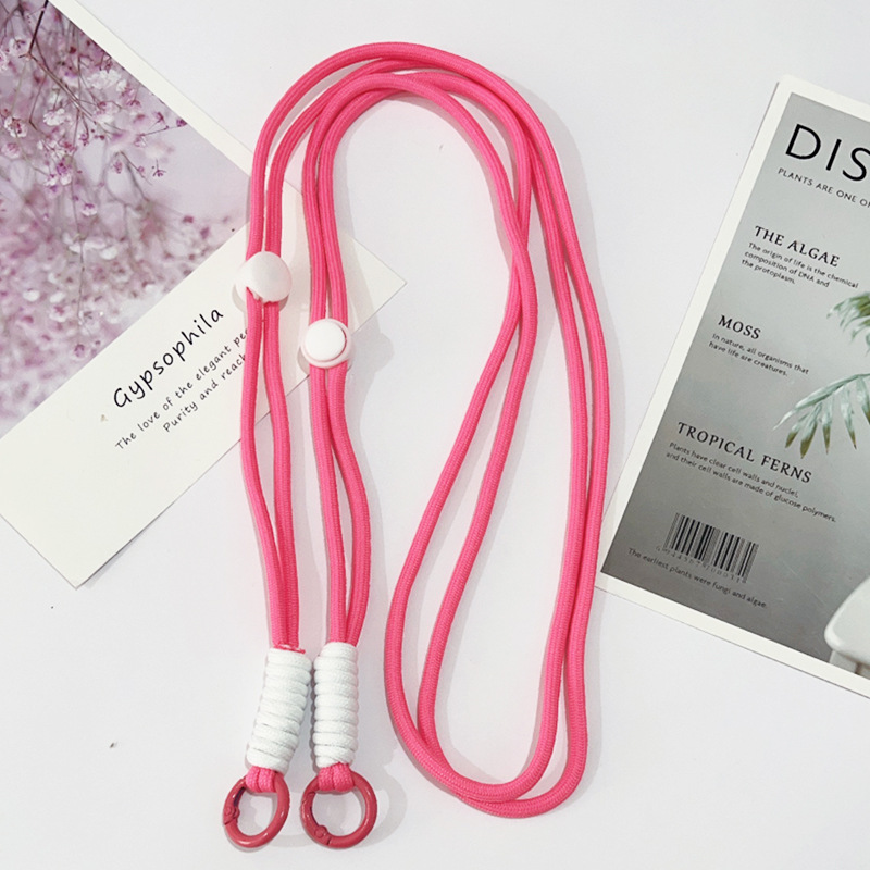 조절 가능한 긴 로프 - 장미색 흰색 매듭