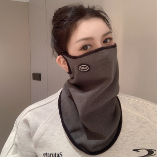 Winter Cold-proof Mask Full Face Scarf Women's Autumn and Winter Hanging Ear fleece-lined Scarf Men's Autumn and Winter Cycling Electric Car Necker