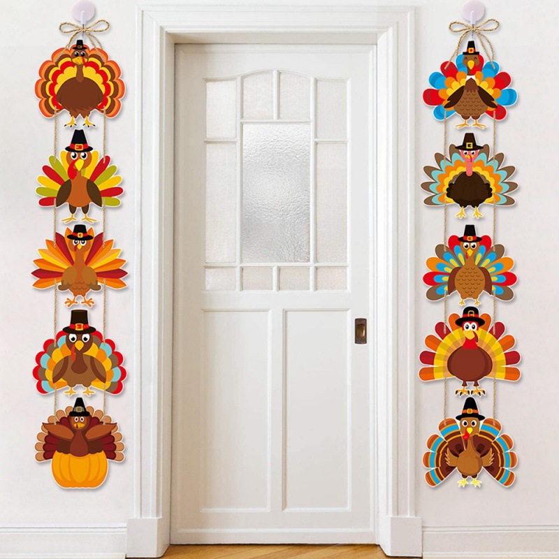 Nueva cosecha de otoño decoración de fiesta de Acción de Gracias bandera colgante de puerta decoración de fiesta de cumpleaños de otoño colgante de puerta colgante de pavo