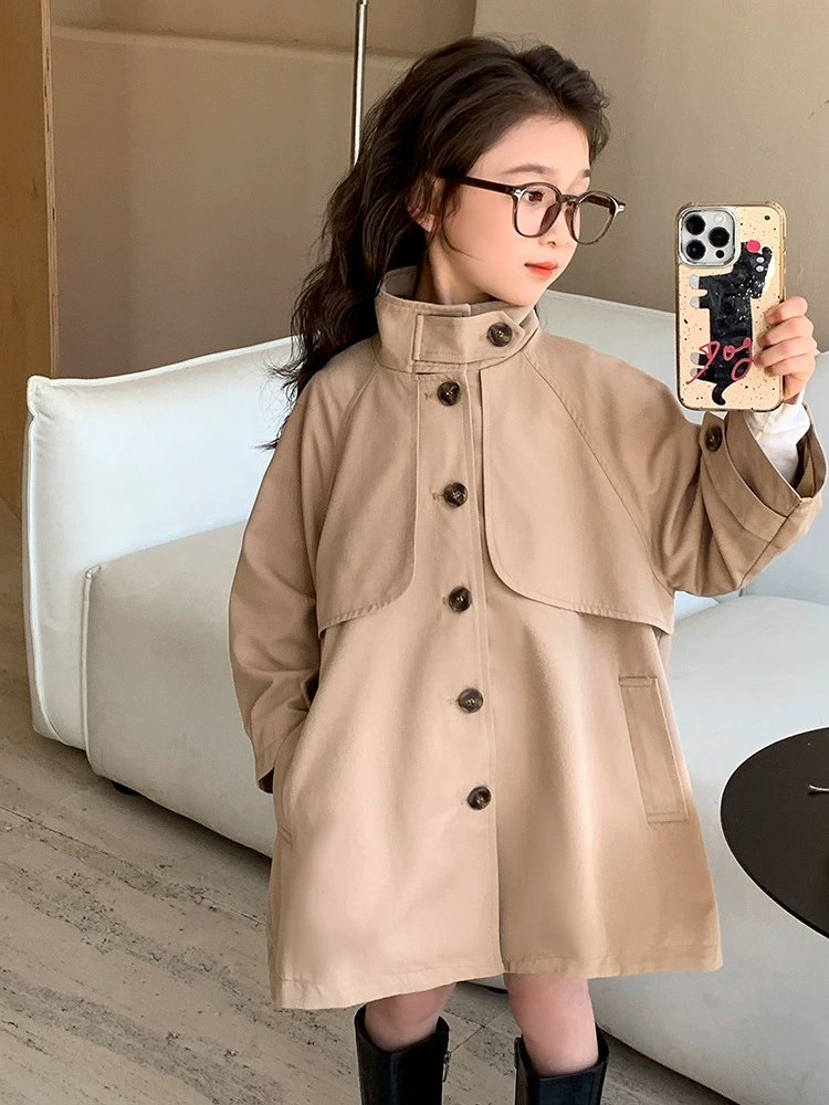 Осеннее trench coat для детей, длинная куртка для девочек, до середины икры
