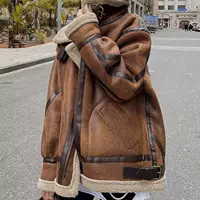 Demi-season retro jacket, oversize, increased thickness