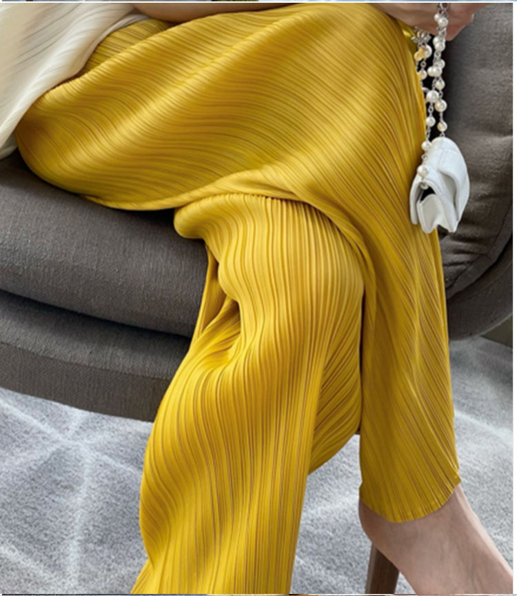 Quần culottes nữ ống rộng cạp cao dáng lửng chất liệu mỏng mát hè 2025 — Màu đen, Màu xanh tím than, Xanh lam Sương Khói, Xanh Cỏ chi tiết 9