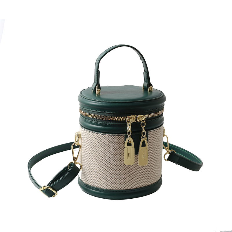 Bolso de cubo de costura de bolso de estilo occidental transfronterizo 2025 nuevo bolso de hombro de color de contraste de moda bolso de mensajero de sentido avanzado