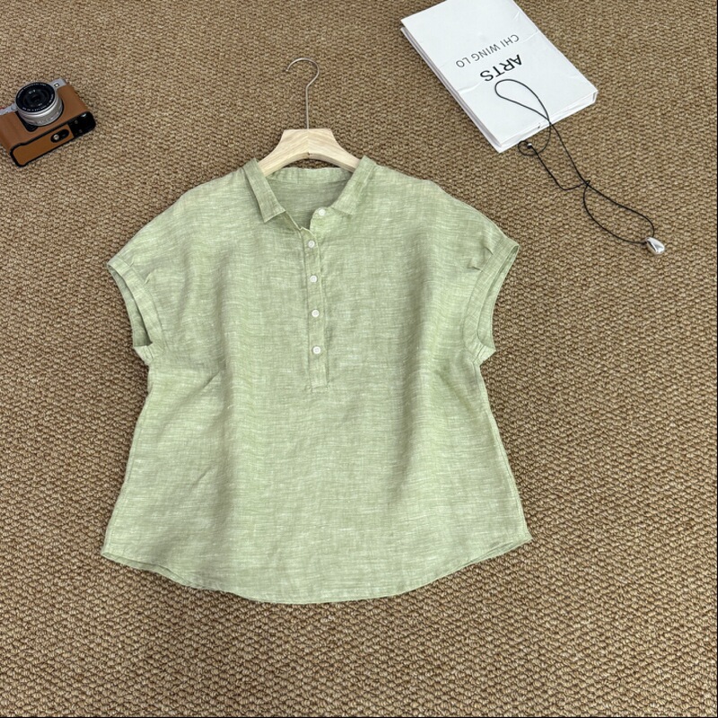 Yarn-Dyed Linen Shirt for Women 2026 Summer New Style Loose Casual Artistic Solid Color Pullover Sleeveless Button-Up Shirt Yarn-Dyed Linen Shirt for Women 2026 Summer New Style Loose Casual Artistic Solid Color Pullover Sleeveless Button-Up Shirt