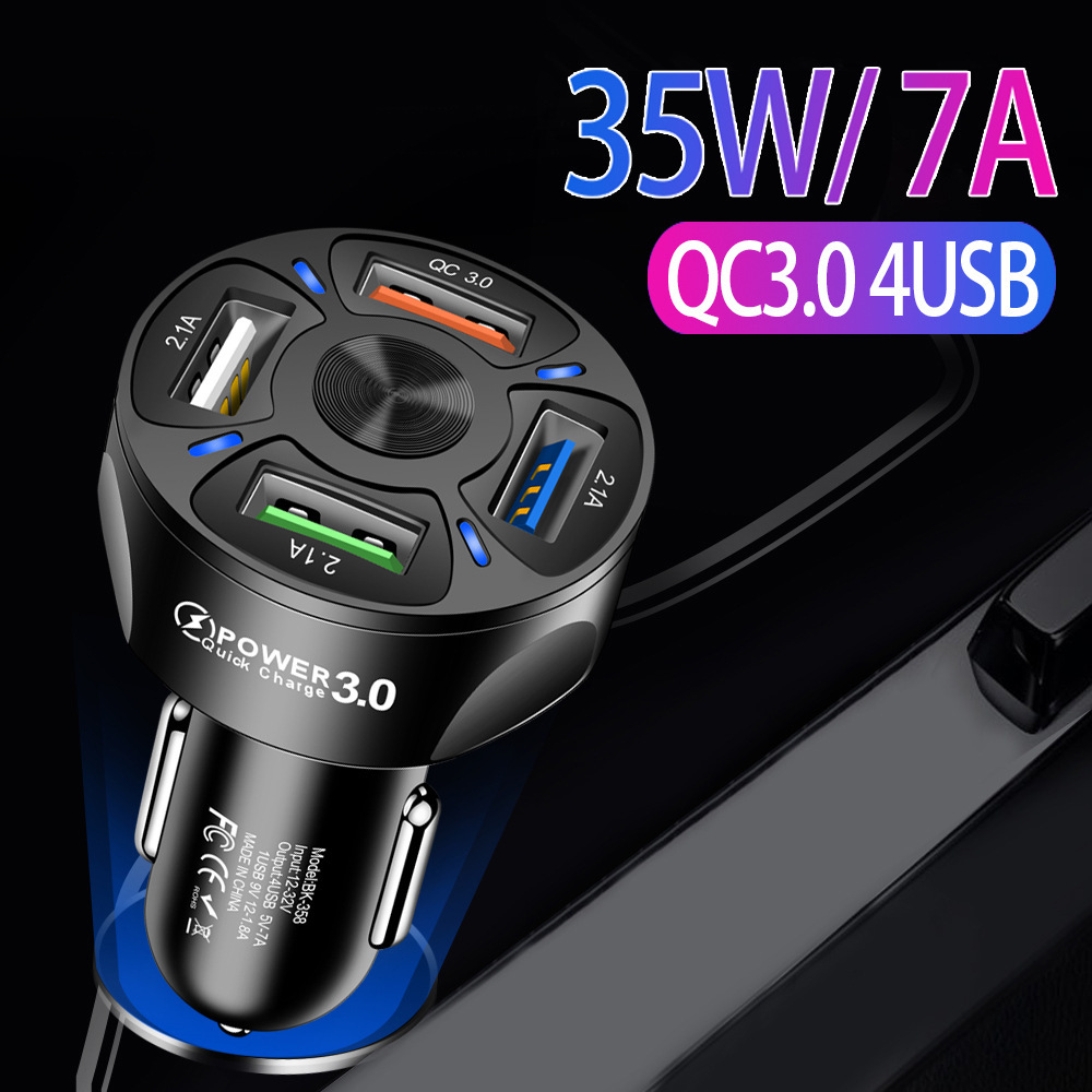 35W 7A QC3.0 4USB Car Charger Fast Charge Car Charger Quad USB Car Charger Cross-border Wholesale