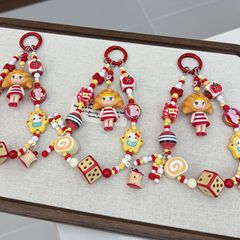 新型POP牛角包茉莉ファッション携帯チェーン萌え粒配鎖diyペンダント羊角釘キーホルダーバッグ