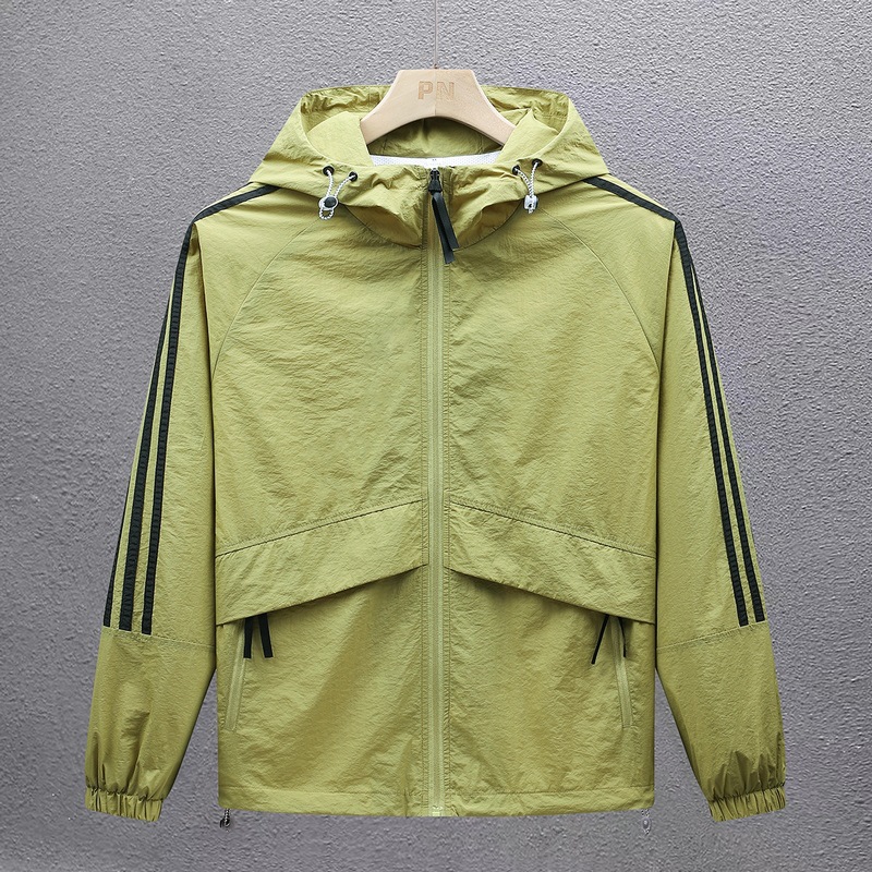 Chaqueta ultrafina de comercio exterior transpirable al aire libre de tres barras ropa de protección solar para hombres ciclismo deportivo cortavientos de secado rápido chaqueta con capucha para hombres image 11