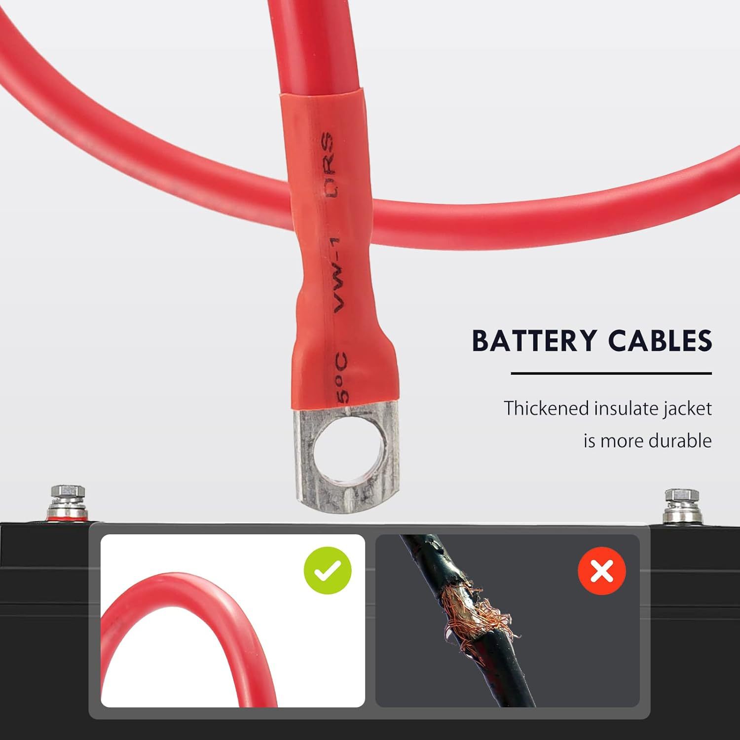 2Awg with Terminal Convex Ear Pure Copper Grounding Wire and Live Wire Custom Solar Battery Connection Wire Battery Wire