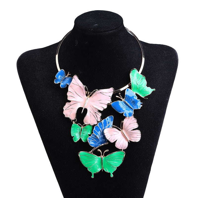 DH Europe and America personality lady Big new pattern Sweet lovely fresh Necklace have cash less than that is registered in the accounts Korean Edition butterfly Accessories