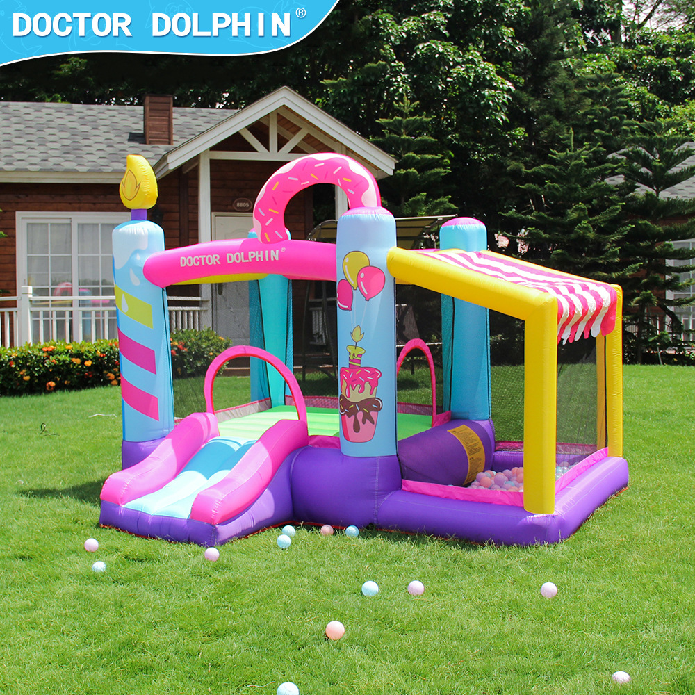 Castillo Inflable Infantil Doctor Dolphin, Mini Casa, Trampolín Pequeño, Tobogán, Área de Juegos Interior, Castillo Inflable
