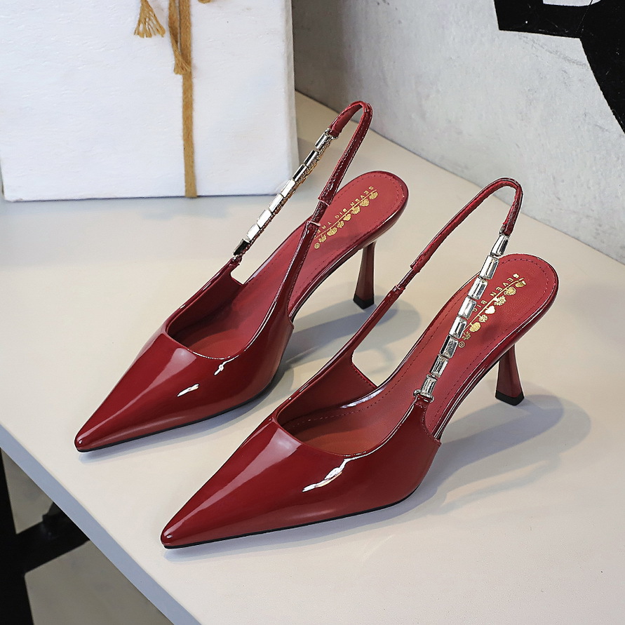7317-A9 European And American Style Banquet Pointed Toe Rhinestone Backless Thin Heel Single Shoes Women Shallow Mouth_vogvips.com