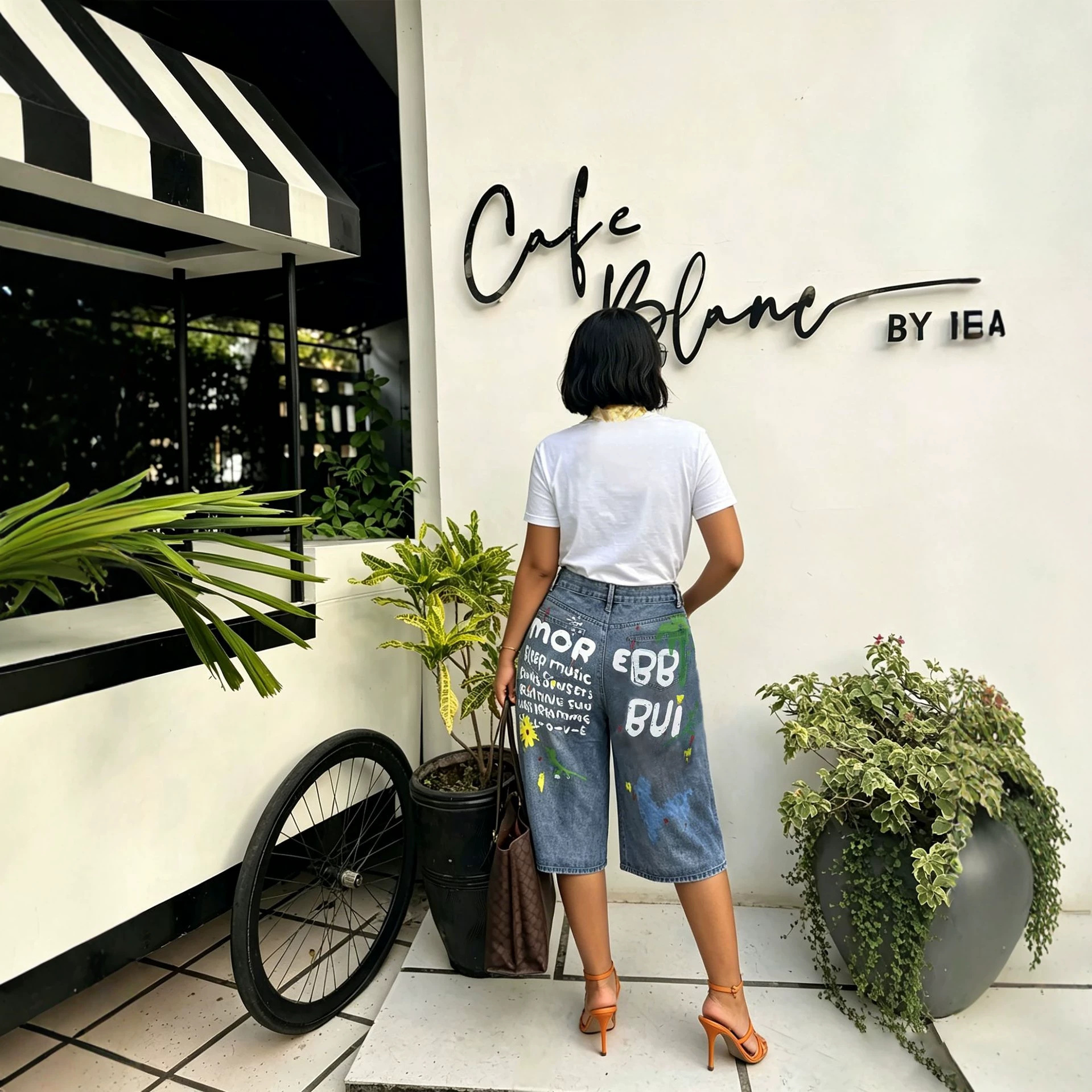 New Women's Fun Dog Graffiti Print Cropped Wide Leg Jeans Stylish Casual Denim for Spring Autumn_mkmklike.com