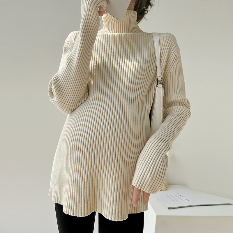 Pregnant Women's Base Shirt Autumn and Winter Wear with High Neck Knitted Sweater Women's Winter Mid-length Loose Internet Popular Pregnant Women's Top Pregnant Women's Base Shirt Autumn and Winter Wear with High Neck Knitted Sweater Women's Winter Mid-length Loose Internet Popular Pregnant Women's Top