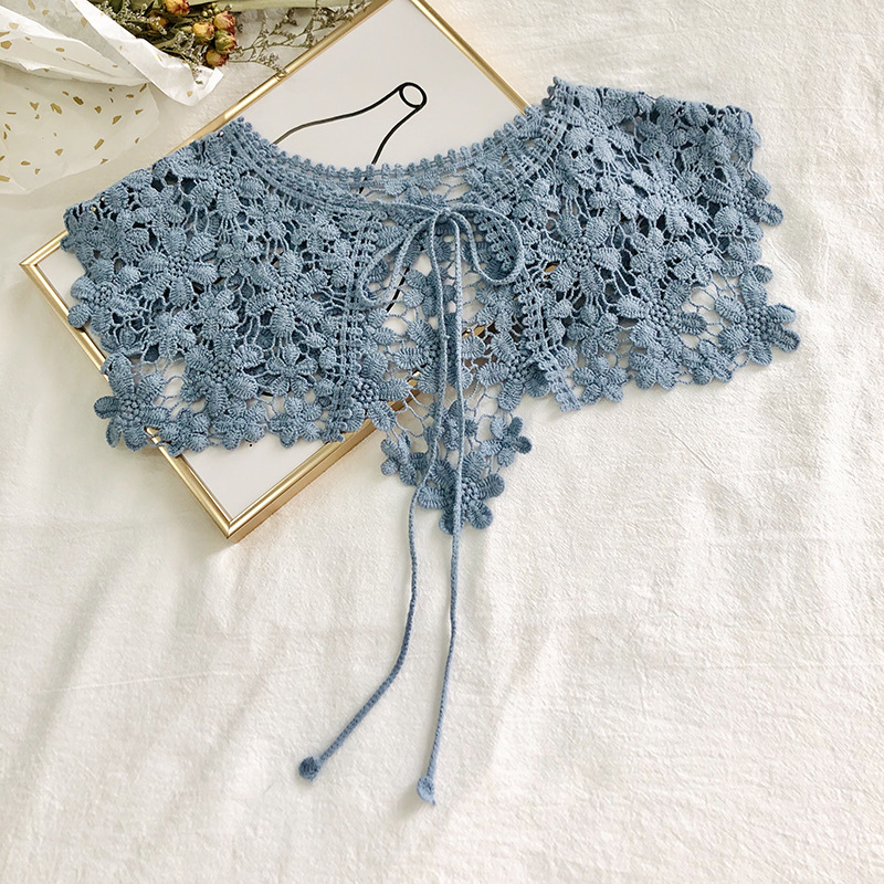 Primavera y verano estilo coreano encaje hueco chal mujer simple falda camisa desgaste exterior falso collar decorativo chaleco