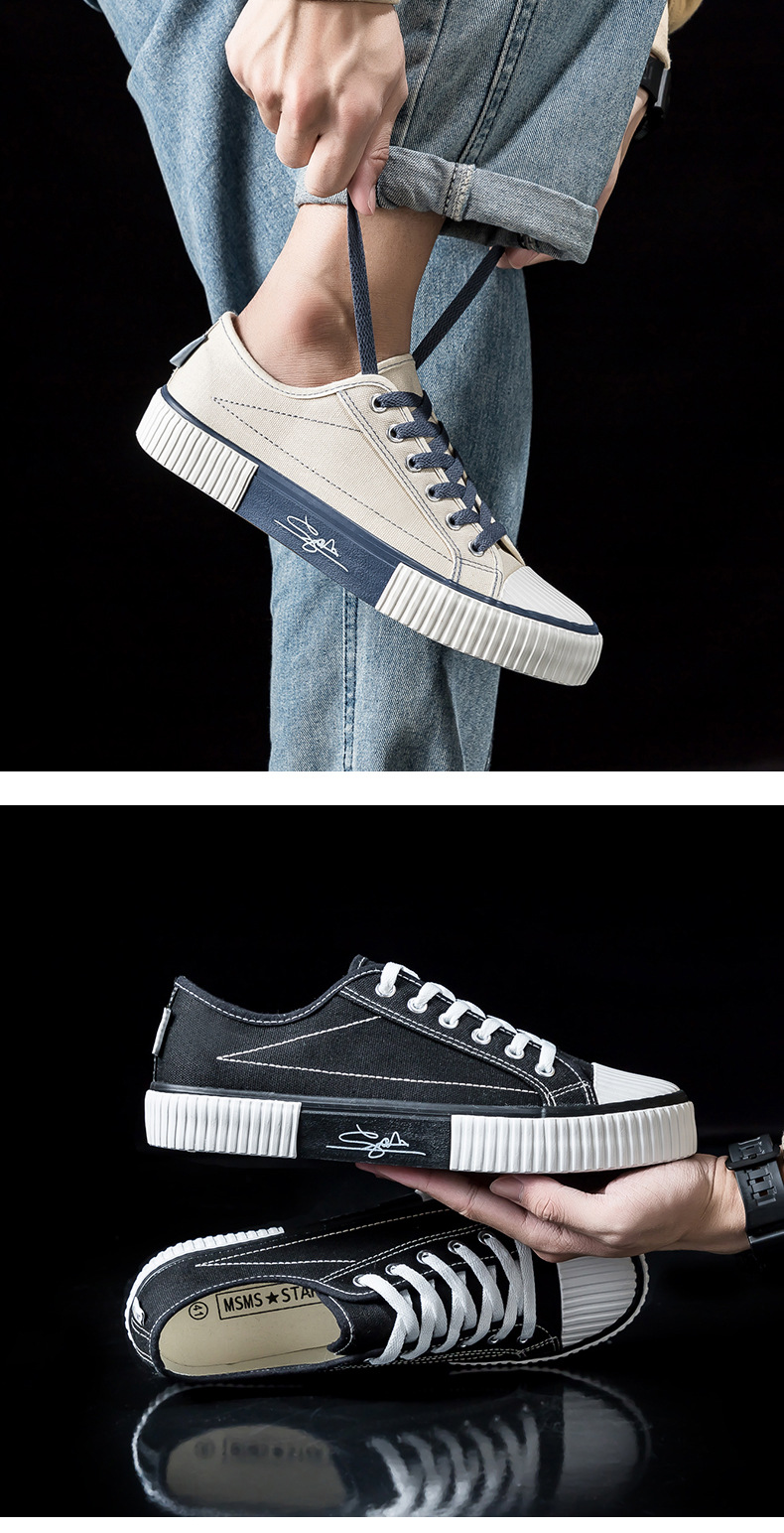Canvas men's biscuit shoes, 2024 autumn new Korean version versatile Harajuku ulzzang breathable student ins board shoes_voghion.com
