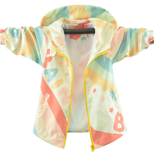 Women's Spring 2025 Children's Fashionable Windbreaker Thin Middle Childhood Spring Jacket Trendy Brand Spring and Autumn Model