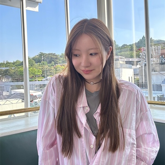 Now South Korea's Dongdaemun Designer 23 Summer New Style Mid Private Clothes Pink Striped Oversize Shirt