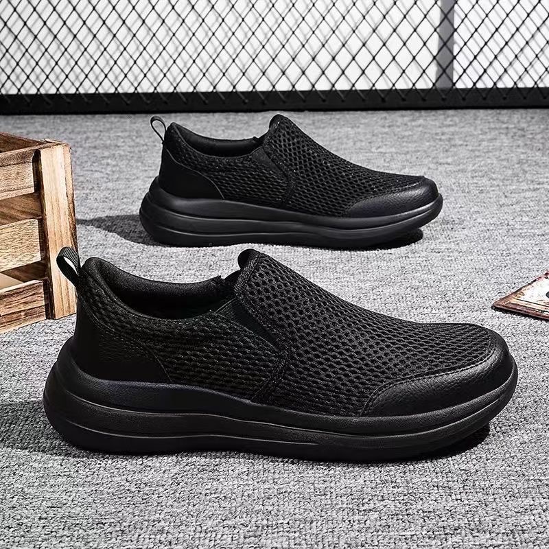 Zapatos casuales de estilo deportivo para hombre, nuevos zapatos de malla transpirables para hombre, zapatos de calzado de un pie, zapatos de caminar ligeros y cómodos para hombre
