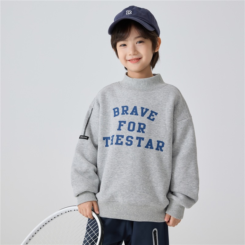 海麻家子供服2025冬新作男の子用裏起毛冬服スウェットシャツ、かっこいい男の子用プルオーバー、秋冬服