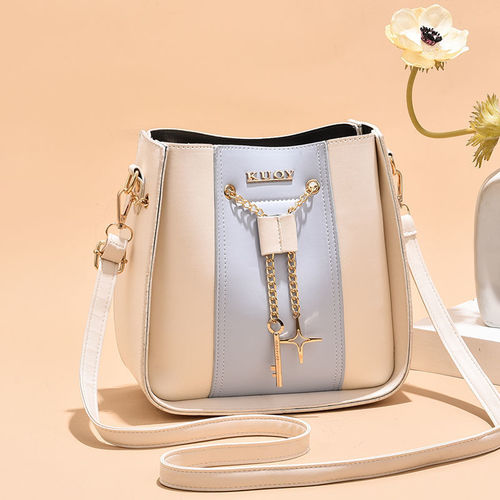 [Live Recommendation] Bucket Bag Women's  New Fashion Contrast Color Women's Bag Wide Shoulder Strap Western Style Single Shoulder Crossbody Bag