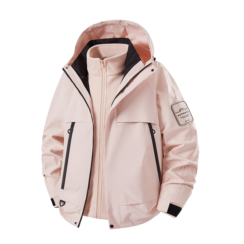 Autumn and Winter Couple Outdoor Mountaineering Travel Windproof and Waterproof Three-In-One Assault Windbreaker Liner Detachable Jacket Top